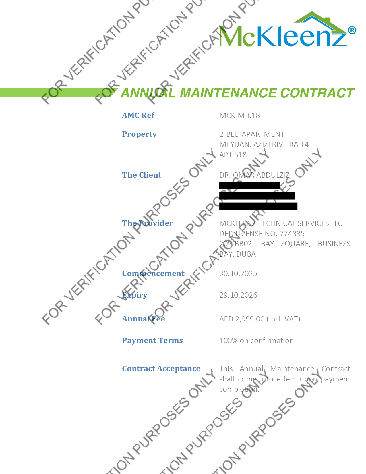 Annual Maintenance Contract — Page 1 of 7