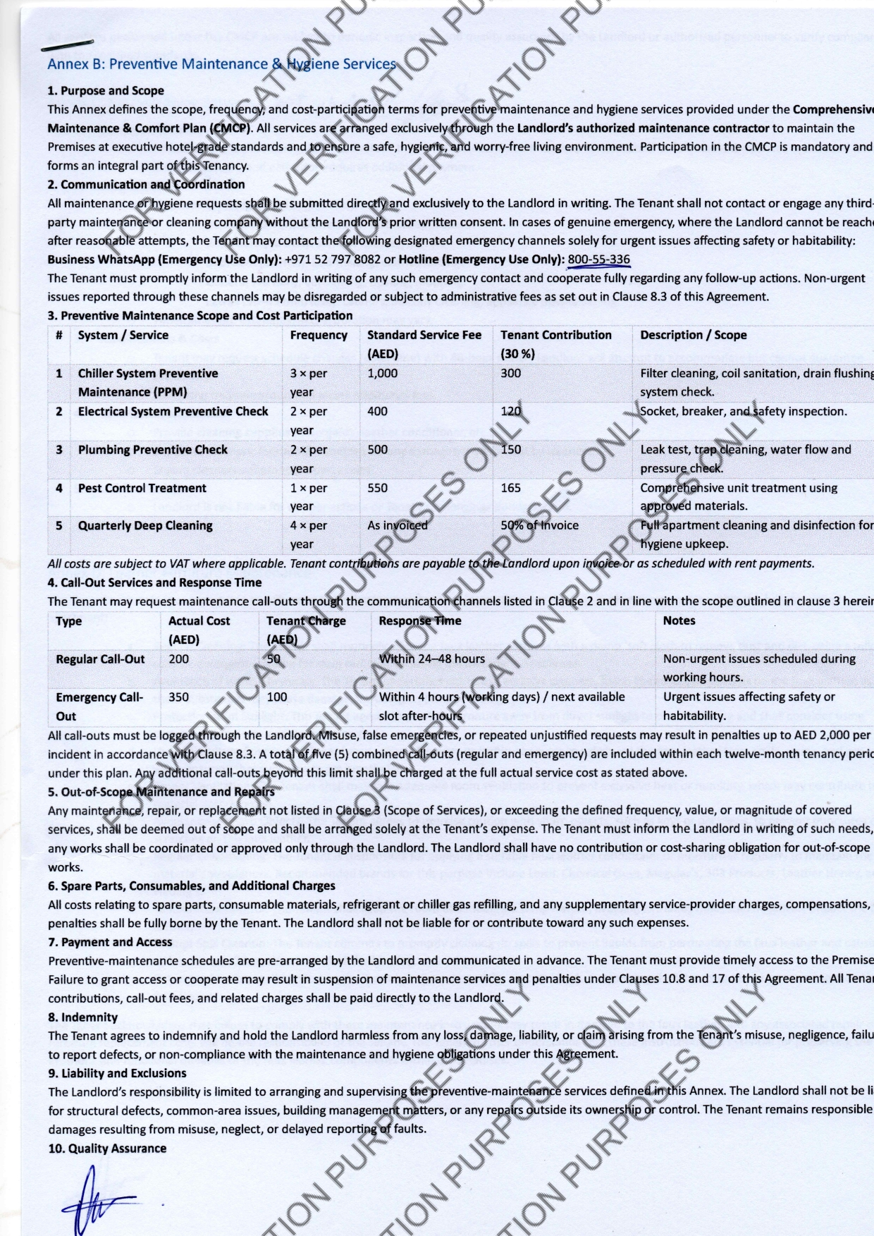 Tenant Maintenance Commitment — Page 1 of 3
